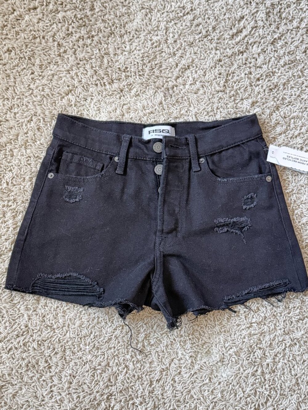 RSQ High Rise Vintage Distressed Denim Shorts Black Size 24 NWT